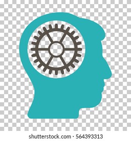 Grey And Cyan Head Cogwheel toolbar icon. Vector pictogram style is a flat bicolor symbol on chess transparent background.