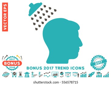 Grey And Cyan Head Shower icon with bonus 2017 trend elements. Vector illustration style is flat iconic bicolor symbols, white background.