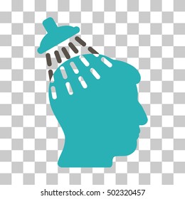Grey And Cyan Head Shower interface toolbar icon. Vector pictograph style is a flat bicolor symbol on chess transparent background.