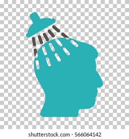 Grey And Cyan Head Shower toolbar icon. Vector pictograph style is a flat bicolor symbol on chess transparent background.