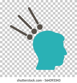 Grey And Cyan Head Test Connectors interface icon. Vector pictogram style is a flat bicolor symbol on chess transparent background.