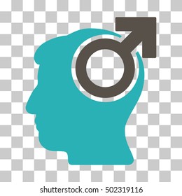 Grey And Cyan Intellect Potency interface pictogram. Vector pictogram style is a flat bicolor symbol on chess transparent background.