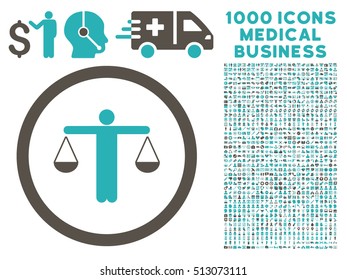 Grey And Cyan Lawyer vector bicolor rounded icon. Image style is a flat icon symbol inside a circle, white background. Bonus set has 1000 medicine business symbols.