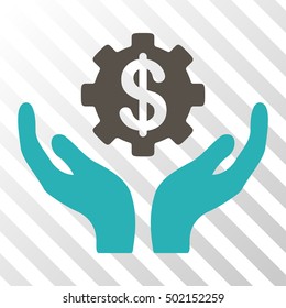 Grey And Cyan Maintenance Price interface toolbar icon. Vector pictogram style is a flat bicolor symbol on diagonal hatch transparent background.
