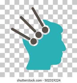 Grey And Cyan Neural Interface Connectors interface toolbar pictogram. Vector pictogram style is a flat bicolor symbol on chess transparent background.