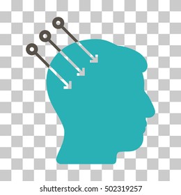 Grey And Cyan Neural Interface Connectors interface toolbar pictogram. Vector pictograph style is a flat bicolor symbol on chess transparent background.