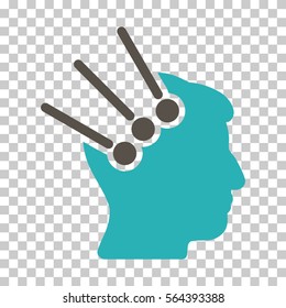 Grey And Cyan Neural Interface Connectors interface pictogram. Vector pictogram style is a flat bicolor symbol on chess transparent background.