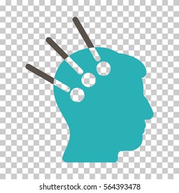 Grey And Cyan Neural Interface toolbar pictogram. Vector pictogram style is a flat bicolor symbol on chess transparent background.
