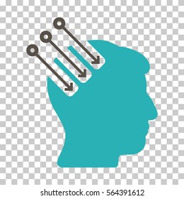 Grey And Cyan Neuro Interface interface toolbar pictogram. Vector pictogram style is a flat bicolor symbol on chess transparent background.