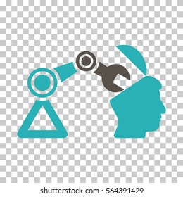 Grey And Cyan Open Head Surgery Manipulator interface pictogram. Vector pictograph style is a flat bicolor symbol on chess transparent background.