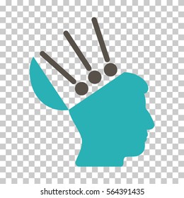 Grey And Cyan Open Mind Interface interface icon. Vector pictogram style is a flat bicolor symbol on chess transparent background.