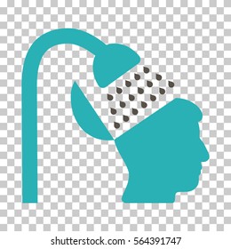 Grey And Cyan Open Mind Shower interface icon. Vector pictograph style is a flat bicolor symbol on chess transparent background.