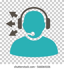 Grey And Cyan Operator Answer Speech toolbar icon. Vector pictograph style is a flat bicolor symbol on chess transparent background.