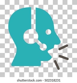 Grey And Cyan Operator Message interface toolbar pictogram. Vector pictograph style is a flat bicolor symbol on chess transparent background.