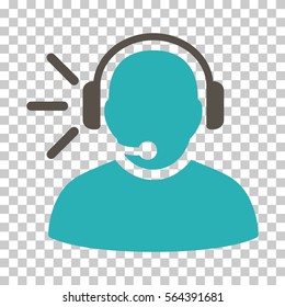 Grey And Cyan Operator Message interface toolbar icon. Vector pictogram style is a flat bicolor symbol on chess transparent background.