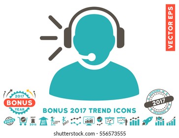 Grey And Cyan Operator Message pictogram with bonus 2017 trend elements. Vector illustration style is flat iconic bicolor symbols, white background.