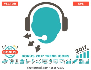 Grey And Cyan Operator Message pictograph with bonus 2017 year trend design elements. Vector illustration style is flat iconic bicolor symbols, white background.