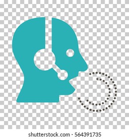 Grey And Cyan Operator Speech toolbar icon. Vector pictogram style is a flat bicolor symbol on chess transparent background.
