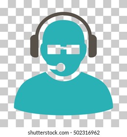 Grey And Cyan Operator toolbar pictogram. Vector pictogram style is a flat bicolor symbol on chess transparent background.