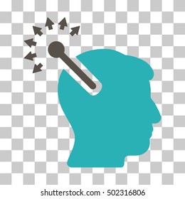 Grey And Cyan Optical Neural Interface toolbar pictogram. Vector pictogram style is a flat bicolor symbol on chess transparent background.