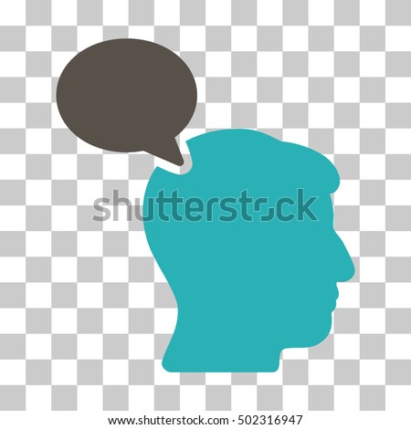 Grey And Cyan Person Opinion interface icon. Vector pictogram style is a flat bicolor symbol on chess transparent background.