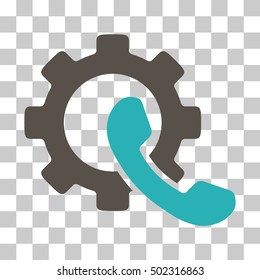 Grey And Cyan Phone Configuration interface toolbar icon. Vector pictograph style is a flat bicolor symbol on chess transparent background.