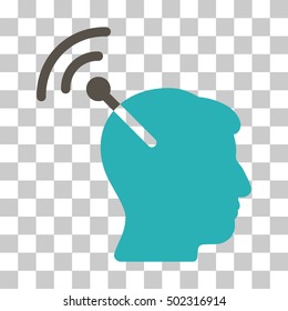 Grey And Cyan Radio Neural Interface interface toolbar pictogram. Vector pictograph style is a flat bicolor symbol on chess transparent background.