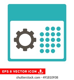 Grey And Cyan Service Calendar EPS vector pictograph. Illustration style is flat iconic bicolor symbol on a white background.