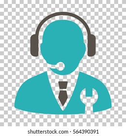 Grey And Cyan Service Manager toolbar icon. Vector pictograph style is a flat bicolor symbol on chess transparent background.