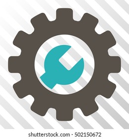 Grey And Cyan Service Tools interface toolbar icon. Vector pictogram style is a flat bicolor symbol on diagonal hatch transparent background.
