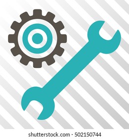 Grey And Cyan Service Tools interface toolbar pictogram. Vector pictogram style is a flat bicolor symbol on diagonal hatch transparent background.
