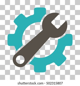 Grey And Cyan Service Tools interface icon. Vector pictogram style is a flat bicolor symbol on chess transparent background.