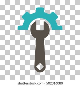 Grey And Cyan Service Tools interface toolbar pictogram. Vector pictograph style is a flat bicolor symbol on chess transparent background.