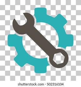 Grey And Cyan Service Tools interface toolbar pictogram. Vector pictograph style is a flat bicolor symbol on chess transparent background.