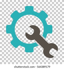 Grey And Cyan Service Tools interface toolbar pictogram. Vector pictogram style is a flat bicolor symbol on chess transparent background.