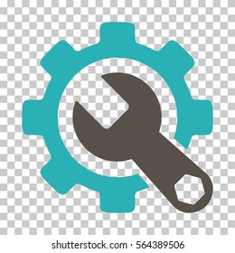 Grey And Cyan Service Tools interface pictogram. Vector pictogram style is a flat bicolor symbol on chess transparent background.