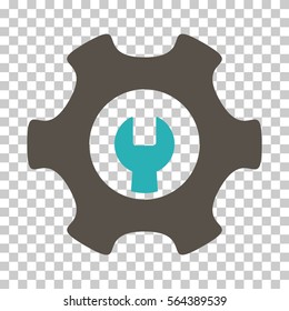Grey And Cyan Service Tools interface toolbar icon. Vector pictograph style is a flat bicolor symbol on chess transparent background.