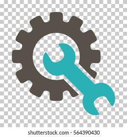 Grey And Cyan Service Tools interface icon. Vector pictograph style is a flat bicolor symbol on chess transparent background.