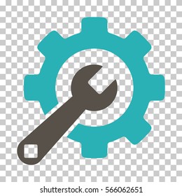 Grey And Cyan Service Tools interface toolbar pictogram. Vector pictograph style is a flat bicolor symbol on chess transparent background.