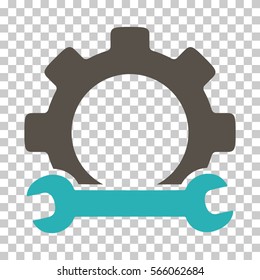 Grey And Cyan Service Tools interface pictogram. Vector pictogram style is a flat bicolor symbol on chess transparent background.