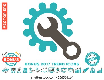 Grey And Cyan Service Tools pictograph with bonus 2017 trend elements. Vector illustration style is flat iconic bicolor symbols, white background.