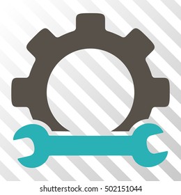 Grey And Cyan Service Tools toolbar pictogram. Vector pictogram style is a flat bicolor symbol on diagonal hatch transparent background.
