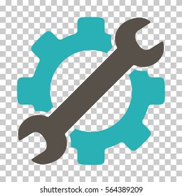 Grey And Cyan Service Tools toolbar pictogram. Vector pictograph style is a flat bicolor symbol on chess transparent background.
