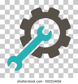 Grey And Cyan Setup Tools toolbar pictogram. Vector pictograph style is a flat bicolor symbol on chess transparent background.