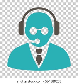 Grey And Cyan Support Manager interface icon. Vector pictograph style is a flat bicolor symbol on chess transparent background.