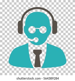 Grey And Cyan Support Manager interface toolbar pictogram. Vector pictogram style is a flat bicolor symbol on chess transparent background.