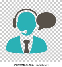 Grey And Cyan Support Manager Message toolbar icon. Vector pictogram style is a flat bicolor symbol on chess transparent background.