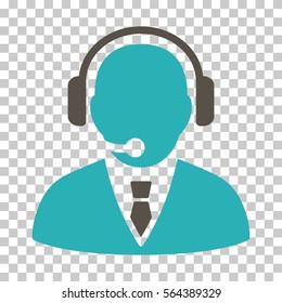 Grey And Cyan Support Manager toolbar icon. Vector pictogram style is a flat bicolor symbol on chess transparent background.