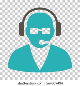 Grey And Cyan Support Operator toolbar icon. Vector pictograph style is a flat bicolor symbol on chess transparent background.