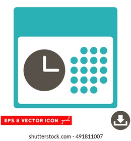 Grey And Cyan Time and Date EPS vector pictogram. Illustration style is flat iconic bicolor symbol on a white background.